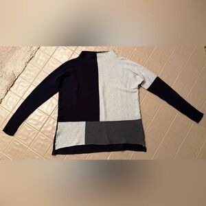 Project Ribbed Colorblock Sweater medium M Black Gray Mock Neck Long Sleeve top